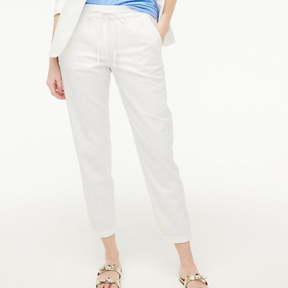 J.Crew Factory Linen-Cotton Blend Drawstring Pant (Size 4)